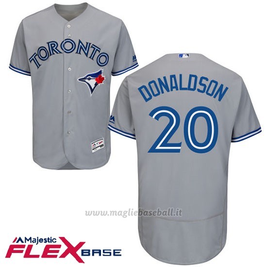 Maglia Baseball Uomo Toronto Blue Jays Josh Donaldson Grigio Flex Base Autentico Collezione